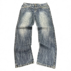 TWC Vintage Evisu KC x Puma Jeans in verwaschenem Blau mit geradem Schnitt und Vintage-Waschung