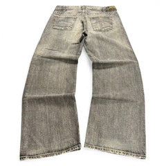 TWC Vintage Armani Jeans in verwaschenem Grau mit weitem Schnitt und Gesäßtaschen-Logo, Rückansicht