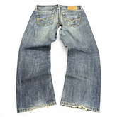 TWC Vintage Diesel Larkee Straight Jeans in blauem Denim mit Used-Look und markanten Gesäßtaschen