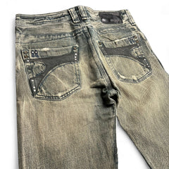 TWC Vintage Diesel Timmen Slim Jeans in verwaschenem Grün mit Rusty-Effekt und verzierten Gesäßtaschen