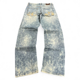 TWC Vintage Jeans in verwaschenem Blau mit japanischer Stickerei auf den Gesäßtaschen, Rückansicht