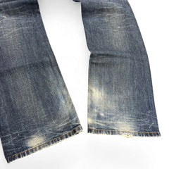 TWC Vintage Diesel Larkee Straight Jeans in verwaschenem Blau mit Vintage-Abnutzungsspuren an den Beinenden