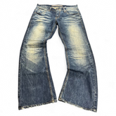 TWC Vintage Buckaroo Bootcut Jeans in blau mit koreanischer Waschung und Distressed-Details