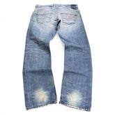 TWC Vintage Diesel Straight Jeans in verwaschenem Blau mit Vintage-Waschung und geradem Bein, Rückansicht