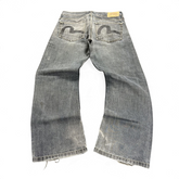 TWC Vintage Evisu Straight Jeans in verwaschenem Schwarz mit ikonischem Seagull-Logo auf den Gesäßtaschen