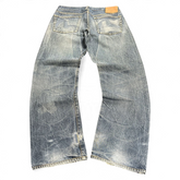 TWC Vintage Evisu Jeans mit geradem Schnitt in verwaschenem Blau mit charakteristischen Gesäßtaschen-Stickereien