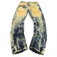 TWC Vintage Evisu Straight Jeans mit markanter Acid-Wash-Waschung und ikonischem Seagull-Print auf der Gesäßtasche