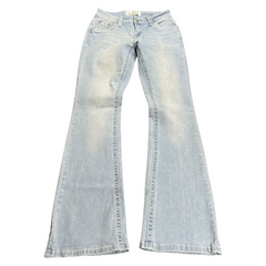 TWC Vintage Damen Y2K Bootcut Jeans in hellblauer Waschung mit Ziernähten und ausgestelltem Bein