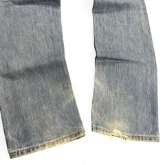 TWC Vintage Dolce&Gabbana Jeans mit geradem Bein in verwaschenem Blau mit Distressed-Details am Saum