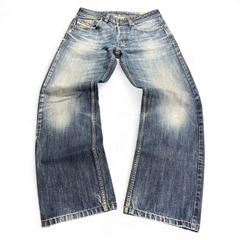 TWC Vintage Diesel Larkee Straight Jeans in blau mit verwaschener Optik und geradem Bein