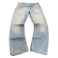 TWC Vintage Rock Revival Baggy Jeans in hellblauem Denim mit Distressed-Details und weitem Bein