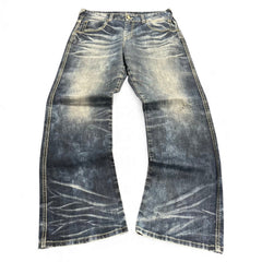 TWC Vintage Evisu KC Baggy Jeans in verwaschenem Blau mit weitem Schnitt und markanten Waschungen