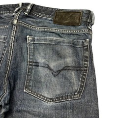 TWC Vintage Diesel Zatiny Bootcut Jeans in verwaschenem Blau mit Leder-Label und Gesäßtasche