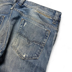 TWC Vintage Diesel Safado Straight Jeans in blauem Denim mit Used-Look und markanter Gesäßtasche