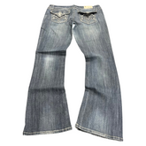 TWC Vintage Damen Y2K Jeans in Baggy Bootcut Passform mit aufwendigen Stickereien auf den Gesäßtaschen