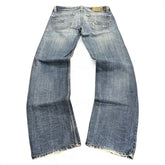 TWC Vintage Diesel Larkee Straight Jeans in blauem Denim mit Used-Look und markanten Gesäßtaschen