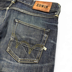 TWC Vintage Edwin Jeans aus japanischem Selvedge-Denim in Dunkelblau mit charakteristischer Gesäßtaschen-Stickerei