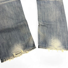 TWC Vintage Diesel Larkee Straight Jeans in verwaschenem Blau mit ausgefransten Beinabschlüssen