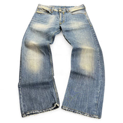 TWC Vintage Diesel Larkee Straight Jeans in mittelblauem Denim mit Used-Look und geradem Beinverlauf