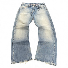 TWC Vintage Diesel Bootcut Jeans in verwaschenem Blau mit Vintage-Waschung und ausgefransten Beinabschlüssen