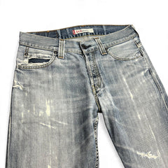 TWC Vintage Levi's 512 Bootcut Jeans in hellblauem Denim mit Distressed-Details und Used-Look