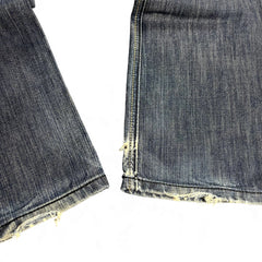 TWC Vintage Jeans mit abgenutzten Säumen in dunklem Denim-Blau
