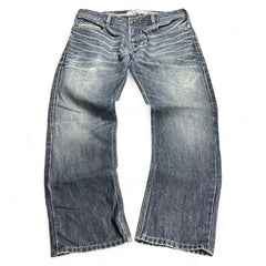 TWC Vintage Diesel Straight USA Jeans in verwaschenem Blau mit geradem Bein und Vintage-Waschung