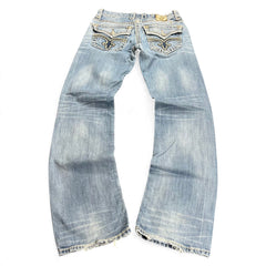TWC Vintage Rock Revival Straight Jeans in hellblauem Denim mit aufwendigen Stickereien auf den Gesäßtaschen