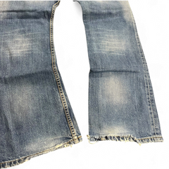 TWC Vintage Levi’s 512 Bootcut Jeans in blauem Denim mit ausgefransten Säumen und Vintage-Waschung
