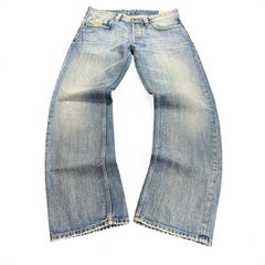 TWC Vintage Diesel Larkee gerade geschnittene Jeans in verwaschenem Blau mit Used-Optik