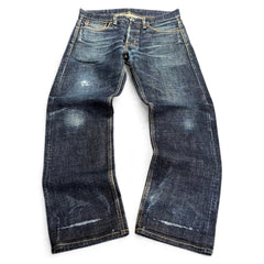 TWC Vintage Ralph Lauren Denim&Supply japanische Selvedge-Jeans in verwaschenem Dunkelblau mit Used-Optik