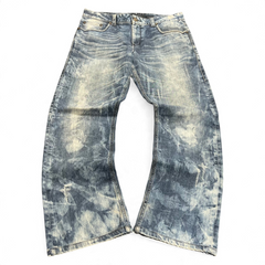 TWC Vintage Evisu KC Straight Jeans in verwaschenem Blau mit Distressed-Details und geradem Schnitt