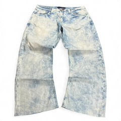 TWC Vintage Evisu KC Baggy Jeans in hellblauem Acid-Wash-Denim mit weitem Bein und Vintage-Passform