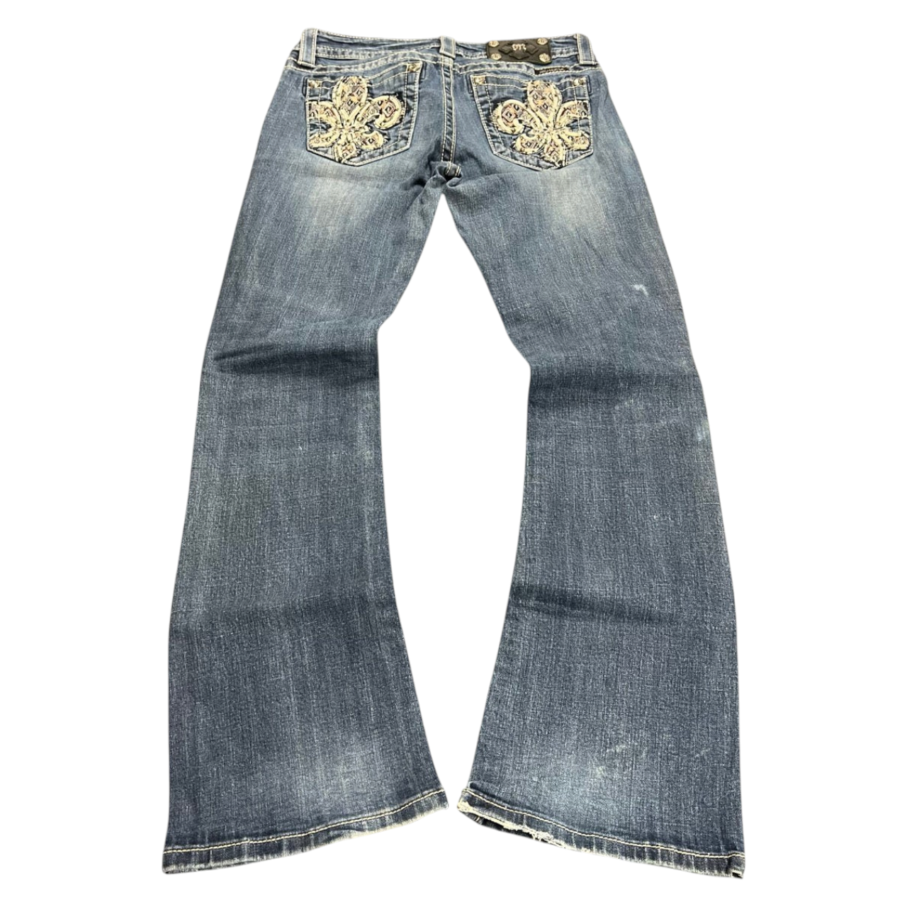 TWC Vintage Miss Me Damen Bootcut Jeans in Blau mit verzierten Gesäßtaschen und Strasssteinen