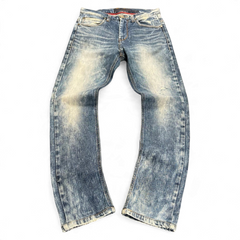 TWC Vintage Damen Evisu Slim Jeans in verwaschenem Blau mit Vintage-Waschung und geradem Schnitt