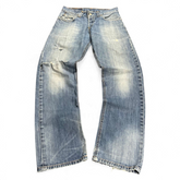 TWC Vintage Levi's 512 Jeans in verwaschenem Blau mit Distressed-Details und geradem Beinverlauf