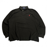 TWC Vintage Ralph Lauren Polo Langarmshirt in Schwarz mit rotem Logo-Stick auf der Brust
