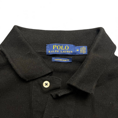 TWC Vintage Ralph Lauren Polo Langarmshirt in Schwarz mit Kragen und Custom Slim Fit Etikett