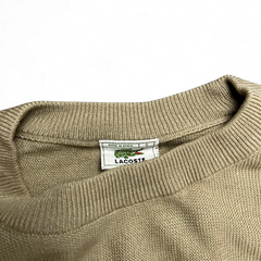 TWC Vintage beiger Lacoste Pullover mit klassischem Rundhalsausschnitt und Etikett Made in Spain