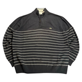 TWC Vintage Lacoste Zip-Sweater in Schwarz mit weißen Streifen und gesticktem Krokodil-Logo