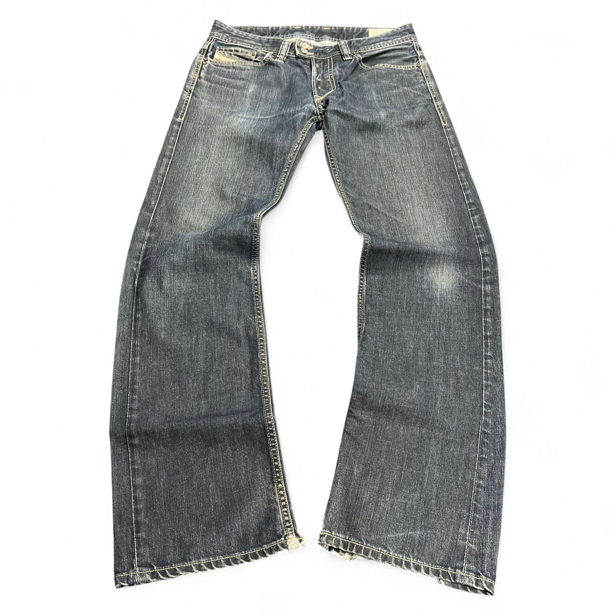 TWC Vintage Diesel Viker-R-Box Straight Jeans in verwaschenem Blau mit geradem Schnitt und Vintage-Details