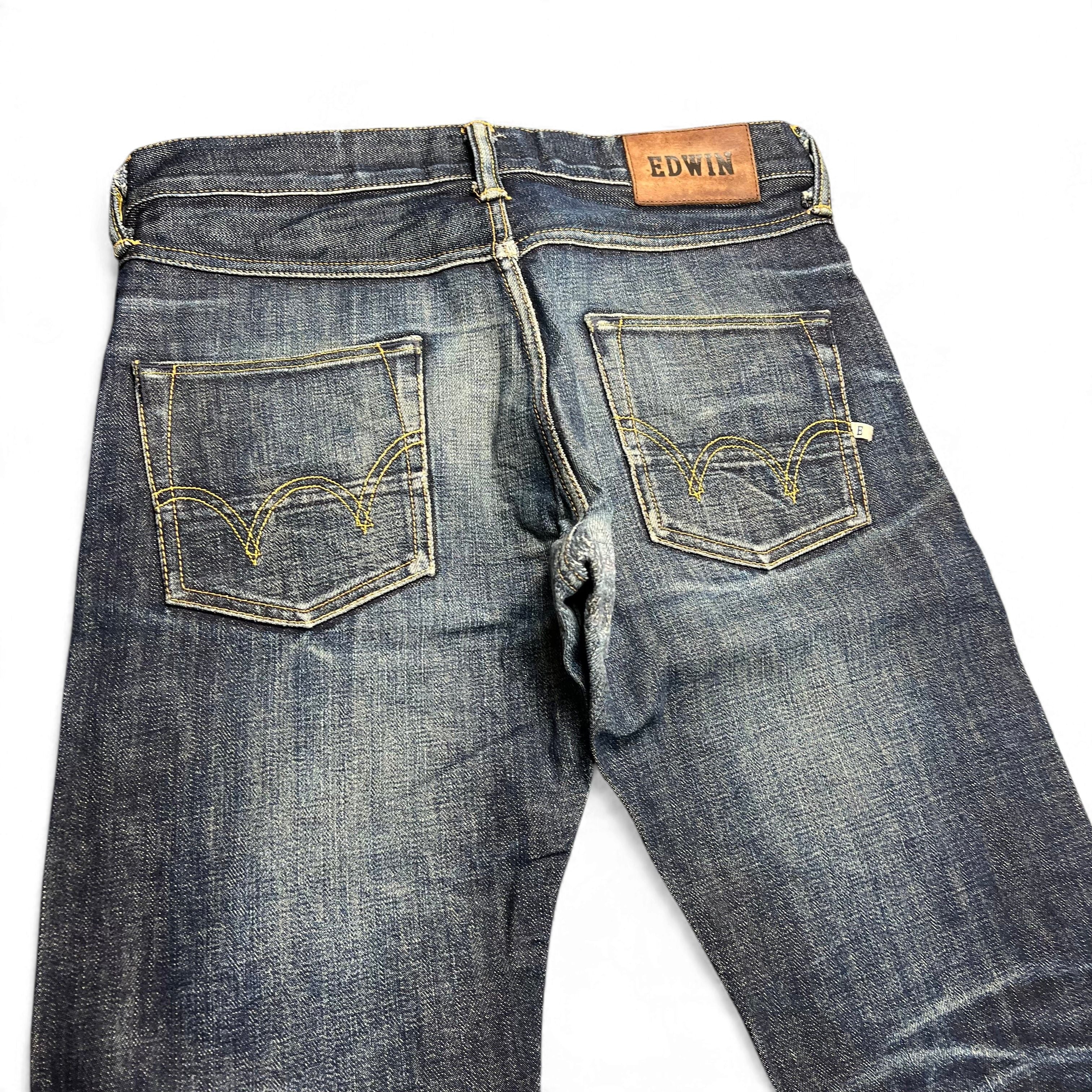 TWC Vintage Edwin Jeans aus japanischem Selvedge-Denim in Dunkelblau mit charakteristischen Gesäßtaschen-Nähten