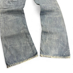 TWC Vintage True Religion Joey Super T Bootcut Jeans in verwaschenem Blau mit markanten Nähten am Beinabschluss