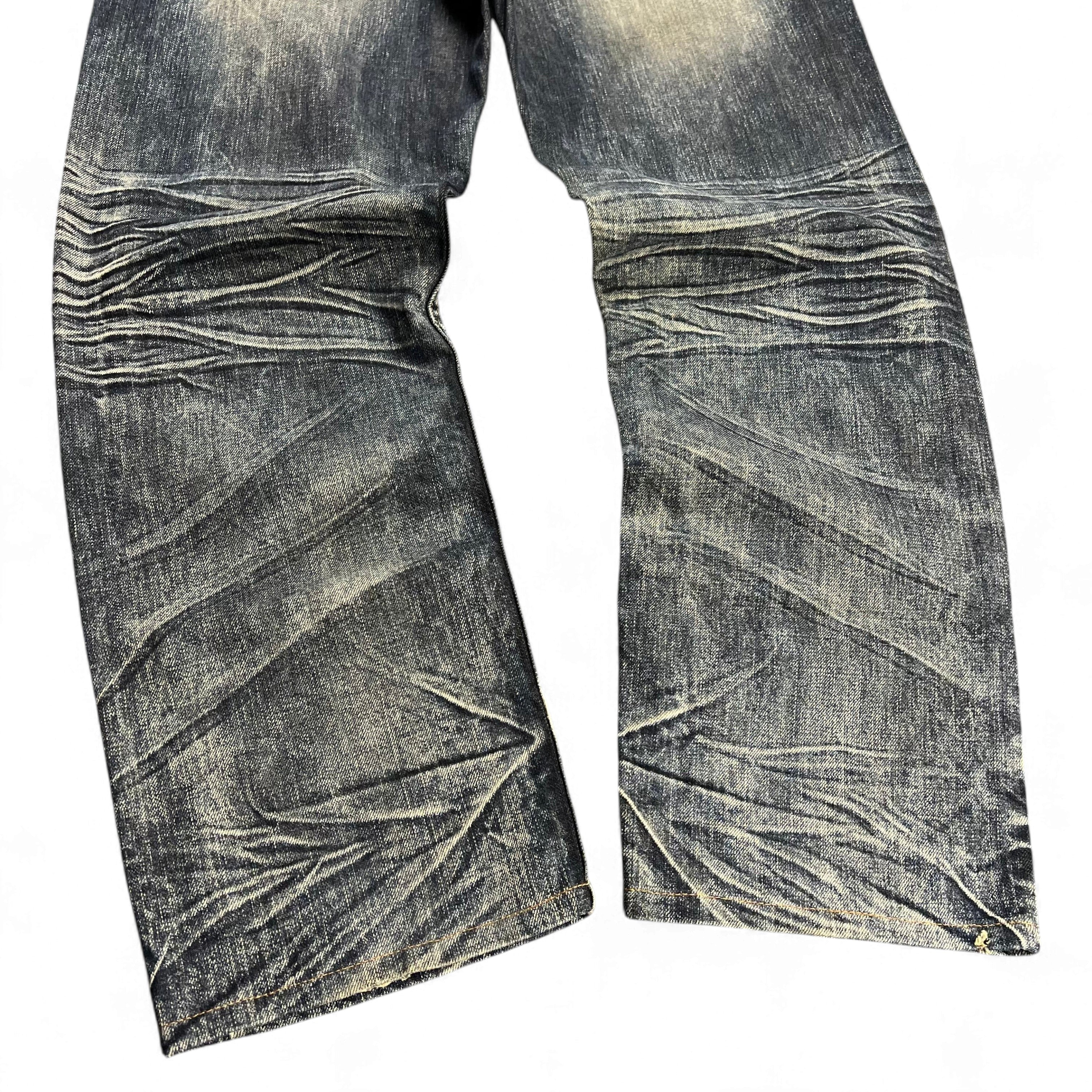 TWC Vintage Japanese Big Train Jeans mit markanter Waschung und ausgeprägten Falteneffekten an den Beinen