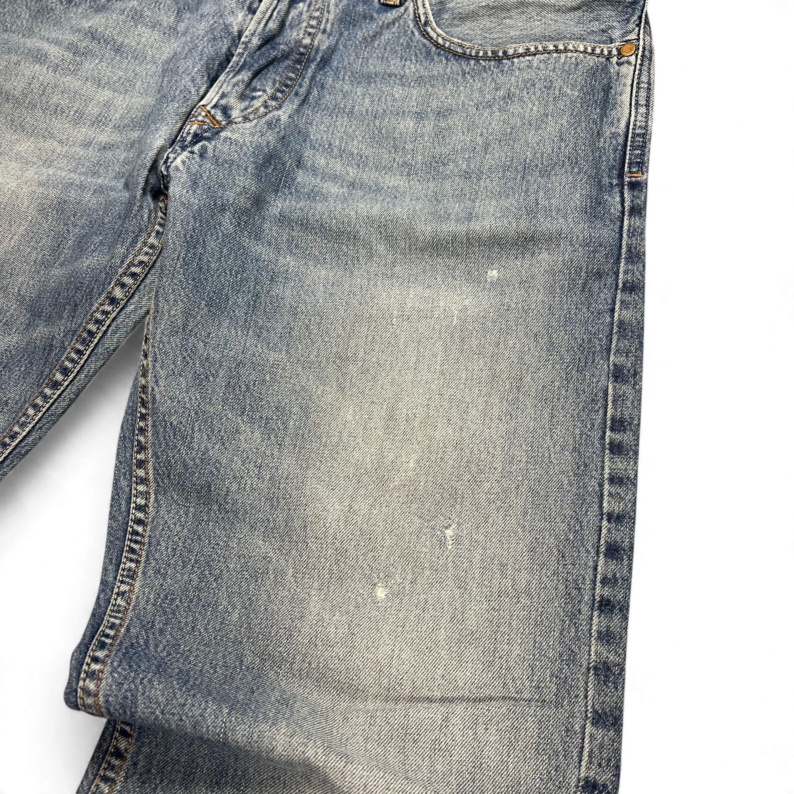 TWC Vintage Diesel Larkee Straight Jeans in hellblauem Denim mit Used-Look und leichten Abnutzungsspuren