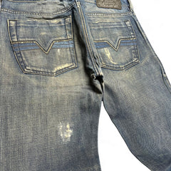 TWC Vintage Diesel Jeans mit Dirty-Wash-Optik, geradem Schnitt und markanten Gesäßtaschen mit Ziernaht