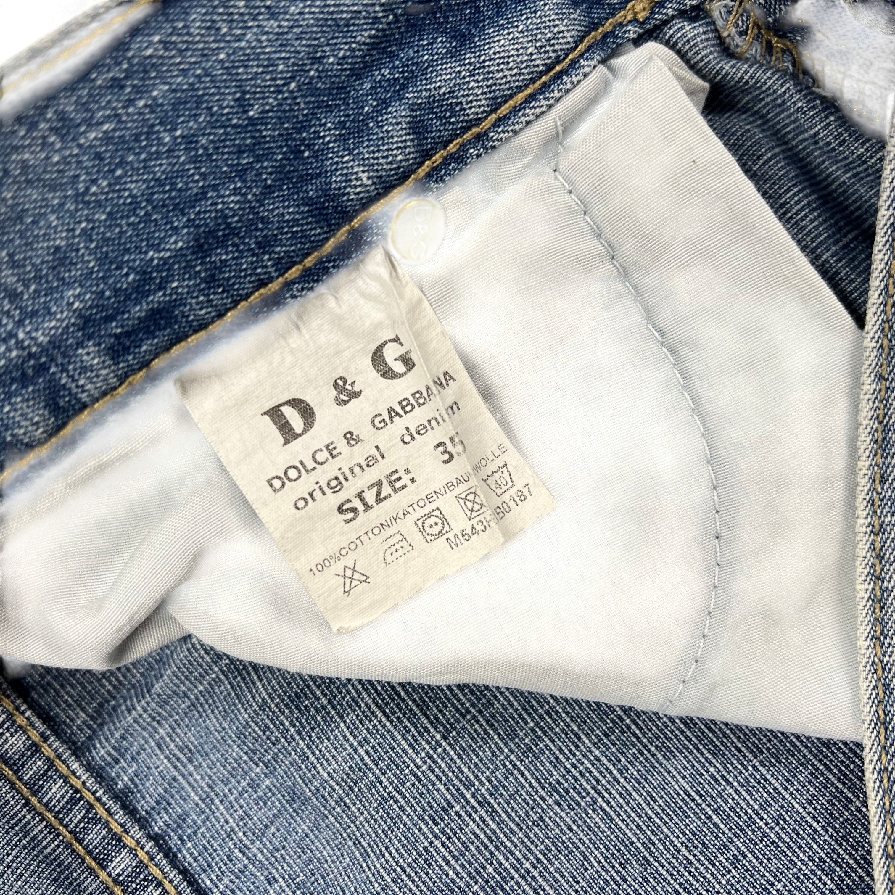 TWC Vintage Dolce & Gabbana Baggy Jeans Etikett mit Materialangabe 100% Baumwolle und Pflegehinweisen