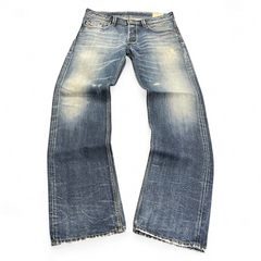 TWC Vintage Diesel Larkee Straight Jeans in verwaschenem Blau mit Vintage-Waschung und geradem Schnitt