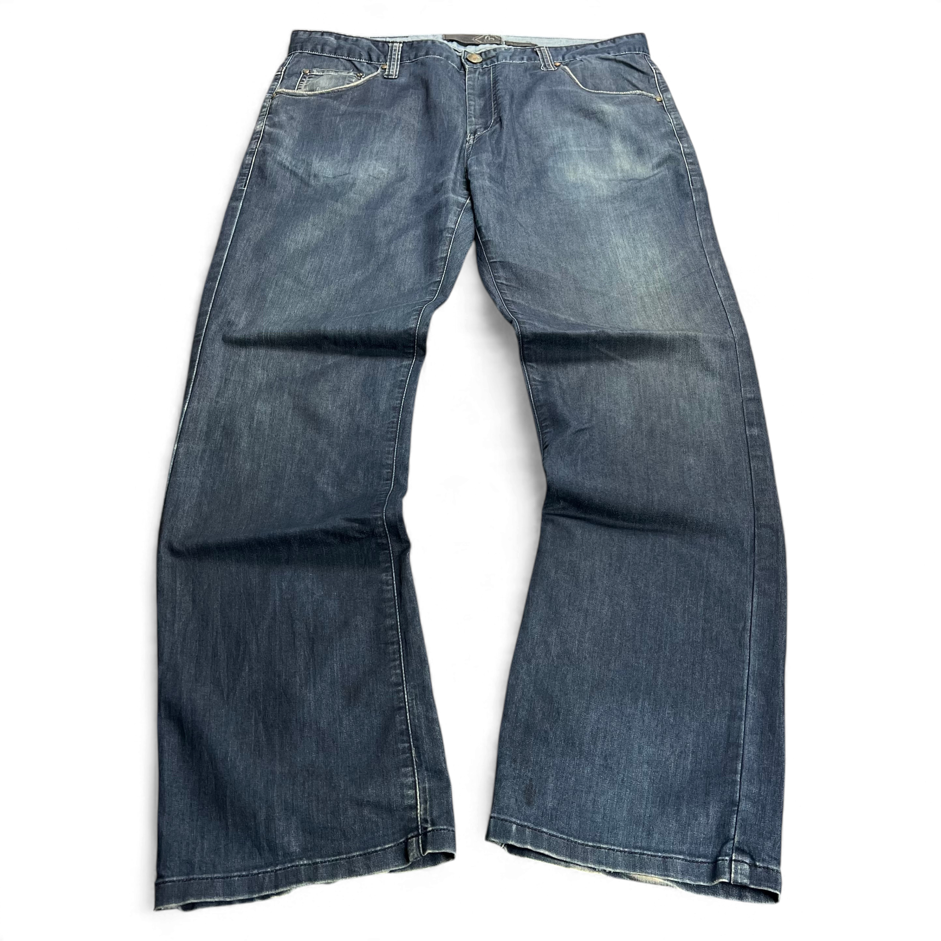 TWC Vintage Evisu KC Straight Jeans aus dünnem, bequemem Denim in verwaschenem Blau mit geradem Schnitt