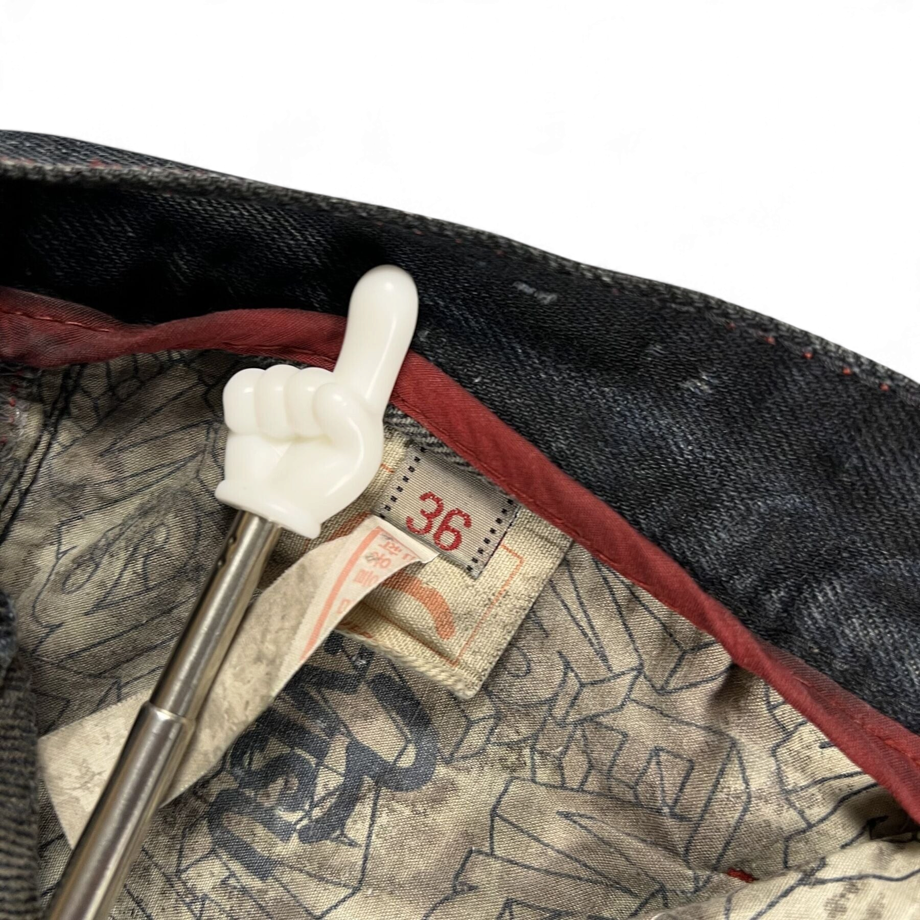 TWC Vintage Evisu Jeans mit Innenfutter mit Logoprint und Größenetikett 36 am Bund